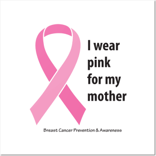 Breast cancer ribbon for mother, with black type Posters and Art
